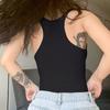 2022 European and American Women's Bodysuit Tight-fitting Thin Low-necked Chest Type Sexy Solid Color Sling Jumpsuit