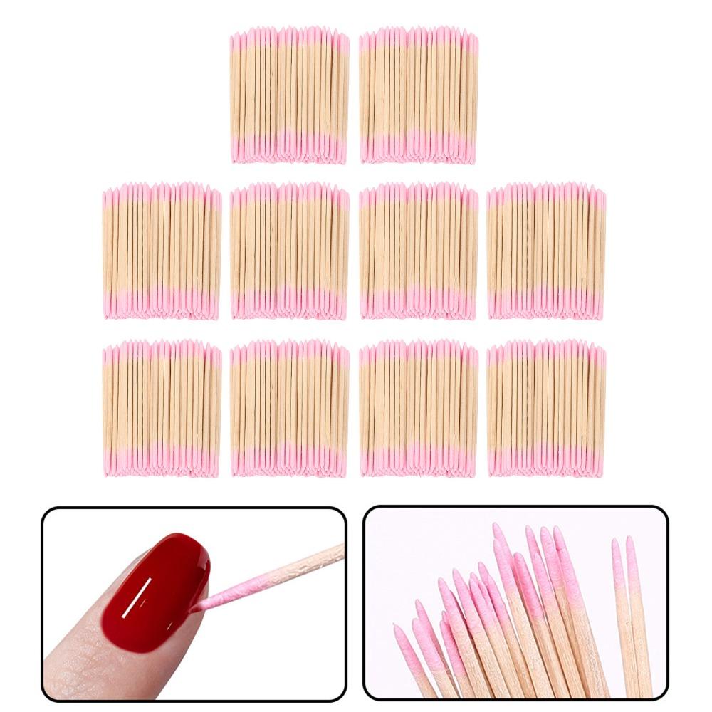 10 Bags Wooden Stick Body Double Pointed Cotton Swabs  Eyeliner & Cosmetic Touch-Up Work