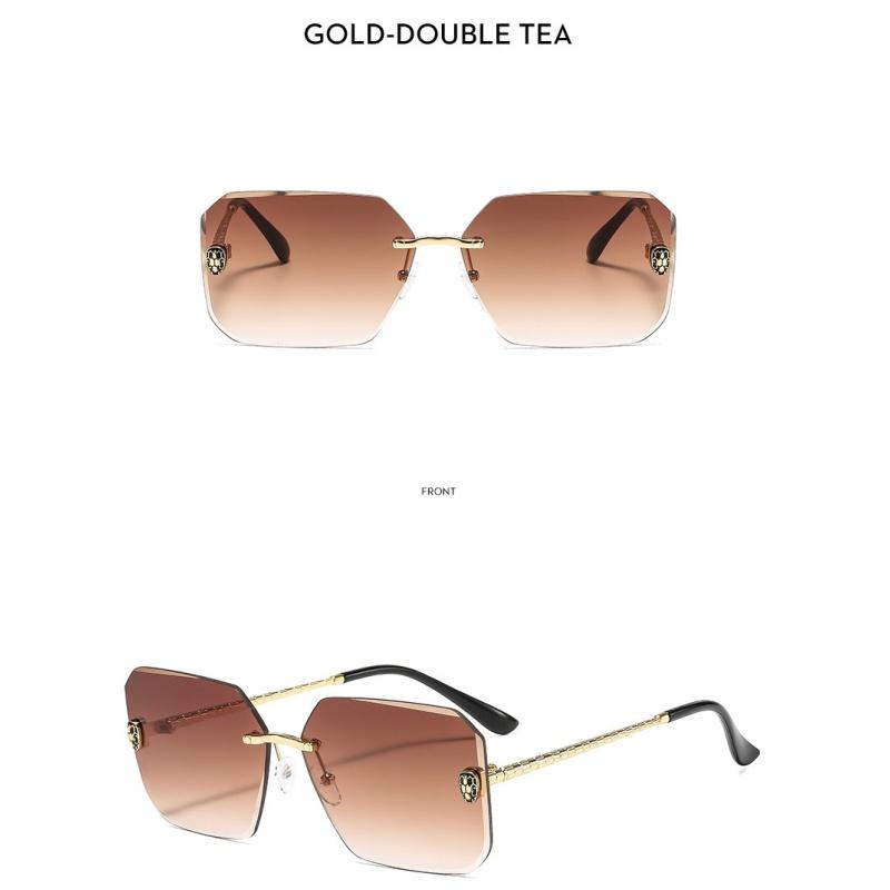 Women's Sunglasses, Men's and Women's Fashion Square Rimless Sunglasses, Large Frame Sunglasses