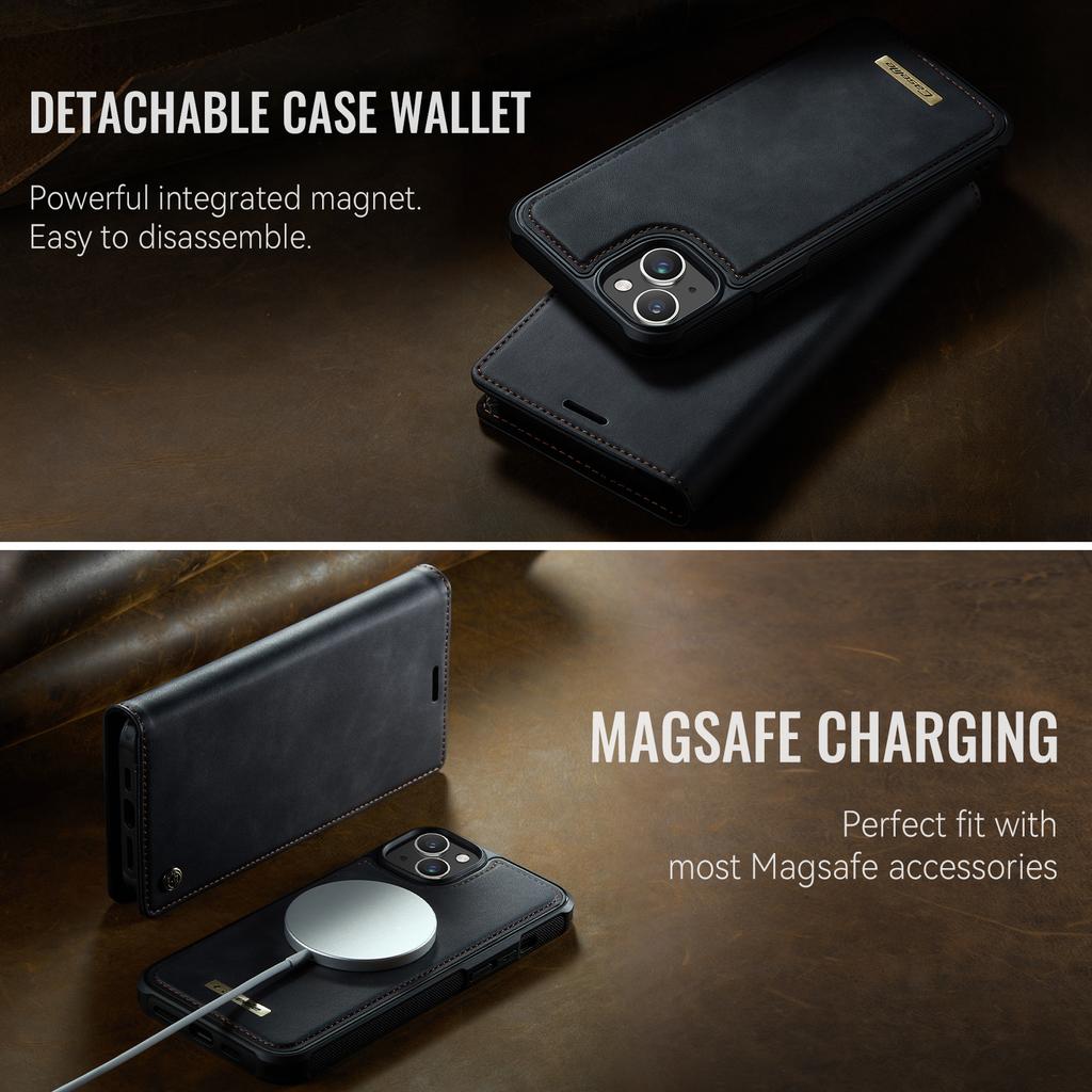 For iPhone 14 Plus/iPhone 15 Plus Case CASEME C49  Compatible with MagSafe RFID Blocking Detachable Wallet Leather Phone Cover