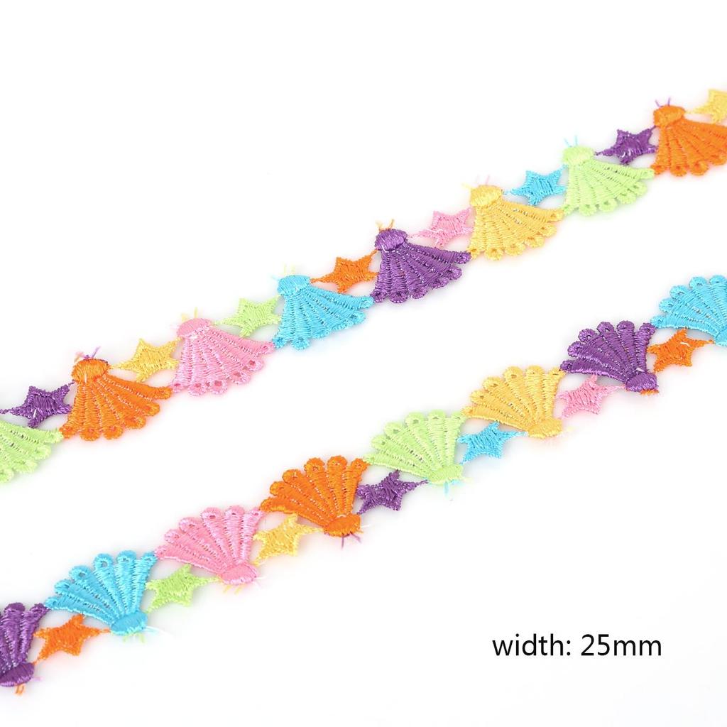 2 Yards Fargerike Delikate Blomster Tusenfryd Polyester Blonderkant Broderte Blonderbånd For Søm Håndverk Bryllup