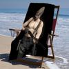 proof beach towel with a Resident Evil Leon S. Kennedy2 pattern - soft,absorbent,quick-drying,machine washable - perfect for swimming,camping,bathing