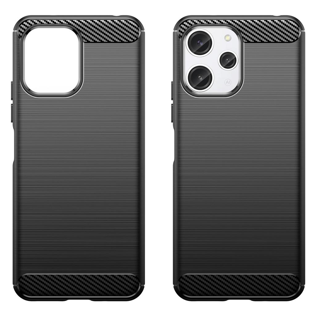 For Xiaomi Redmi 12 4G/12 5G (Global)/Note 12R 5G/Poco M6 Pro 5G Carbon Fiber Texture Phone Case Soft TPU Brushed Phone Cover