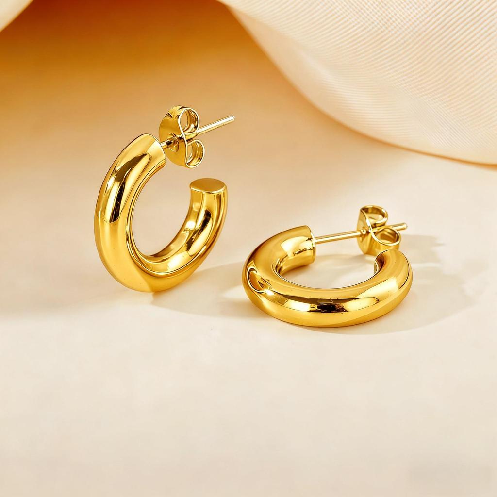 Temu Europe Hot-Selling Luxury Hoop Earrings: Non-Fading Women's Studs with High-End Feel.