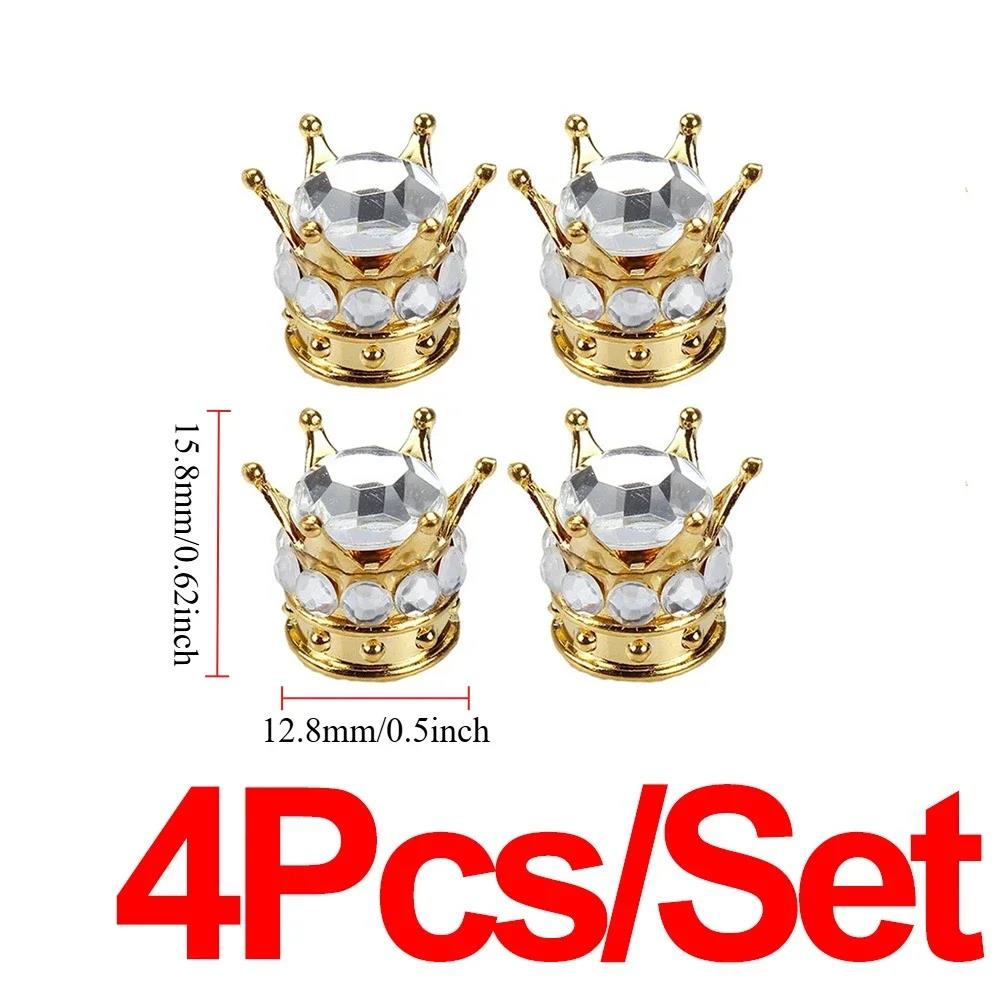 Crown Design Diamond Tire Caps Car Valve Stem Decorative Covers Dustproof Tire Valve Stem Cap Valve Protectors Car Wheel Valve Stems 1