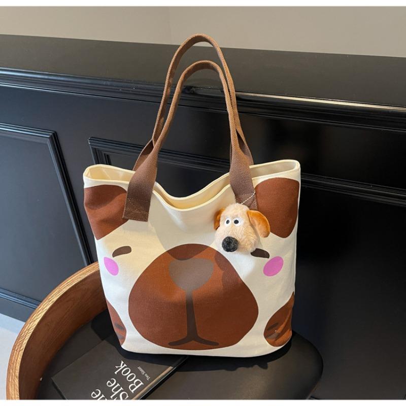 

Холщовая сумка женская большой вместимости новая весенне-летняя универсальная сумка через плечо повседневная мультяшная студенческая сумка-тоут