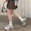 Platform dad shoes women's autumn new leather mesh breathable small height increase casual sports shoes