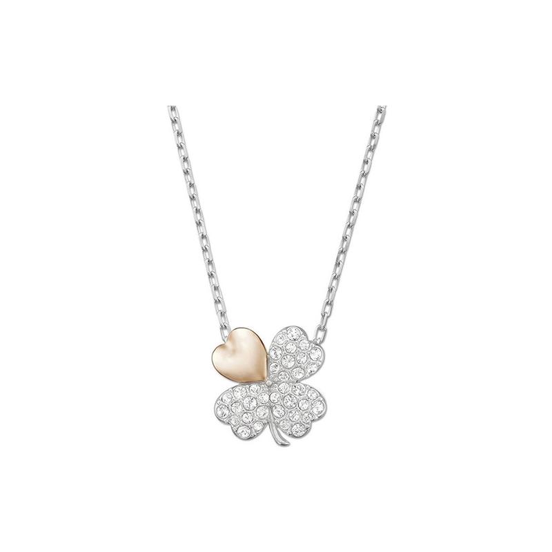 Swarovski Transshipment Clover Imitation Crystal Four-leaf Clover Pendant Necklace Women s Silver 5076853 серебряный