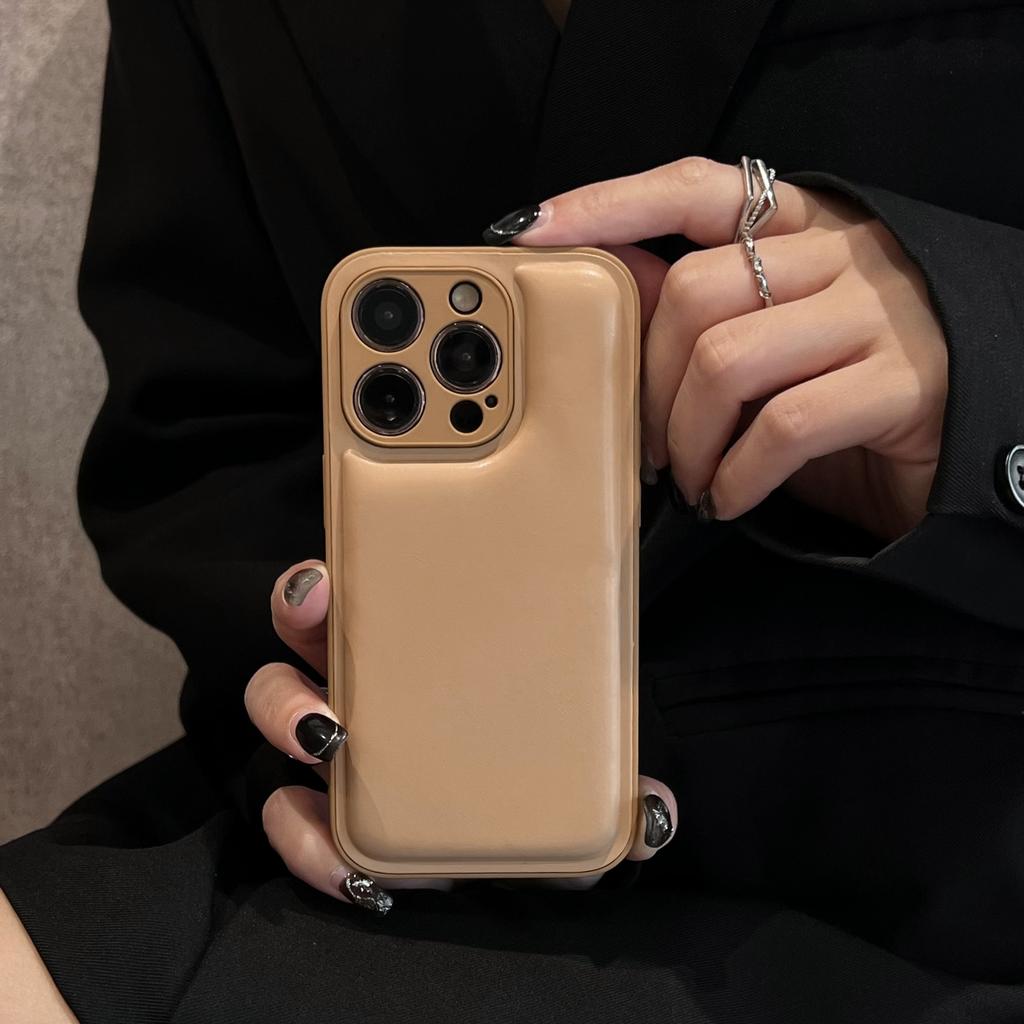 Autumn Winter Soft Bread Leather Case for Apple 17 Pro Max Apple 16 Phone Case 15/14 Simple Solid Color