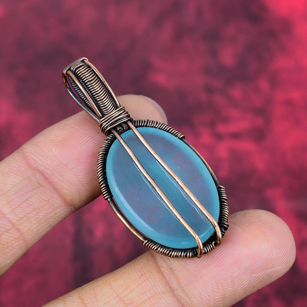 Tree of life aquamarine pendant copper wire wrapped jewelry gemstone pendant copper pendant handmade jewelry wire wrap pendant gifts for mom