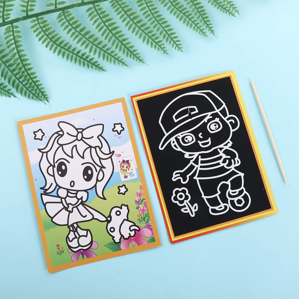 Stickers Art Child Painting Colored Scratch Paper Magic Doodle Board Magic Scratch Drawing Board