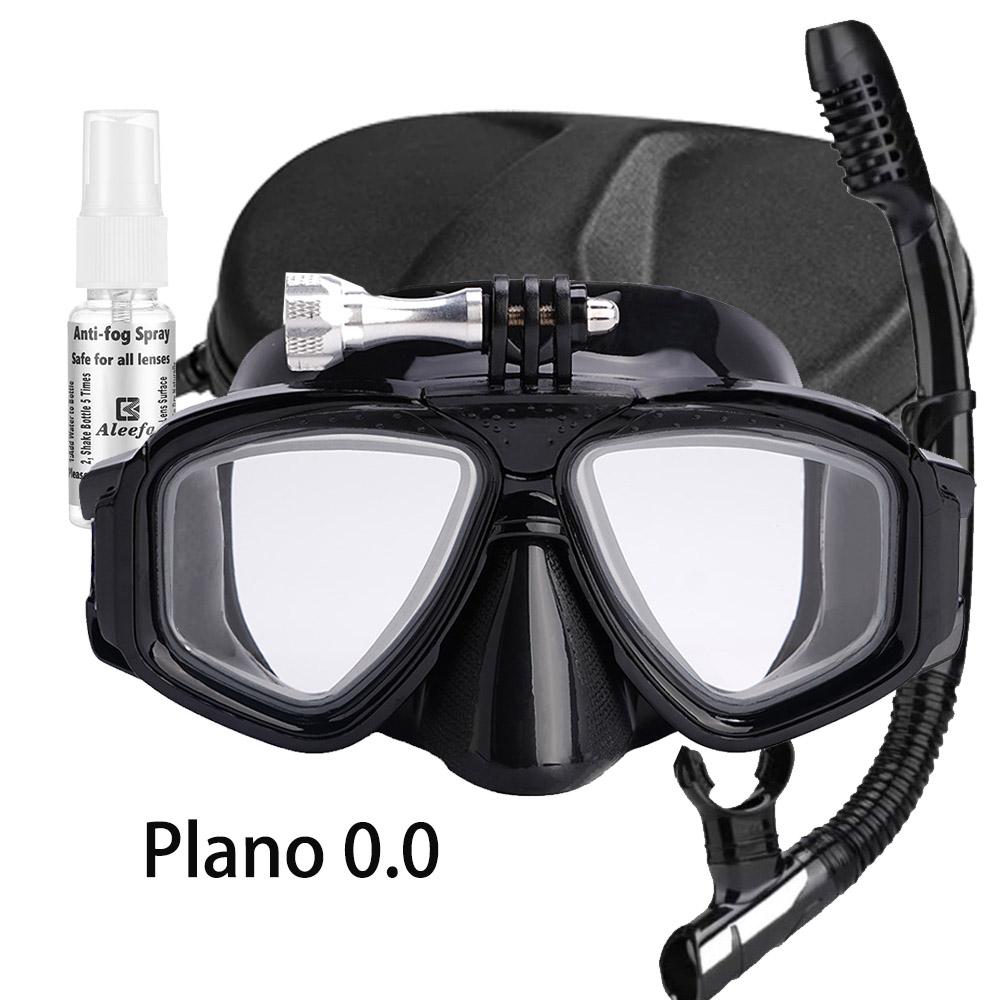 Set de máscara de buceo para miopía con soporte para cámara, lente templada, gafas de buceo y natación, banda elástica ajustable, caja de regalo