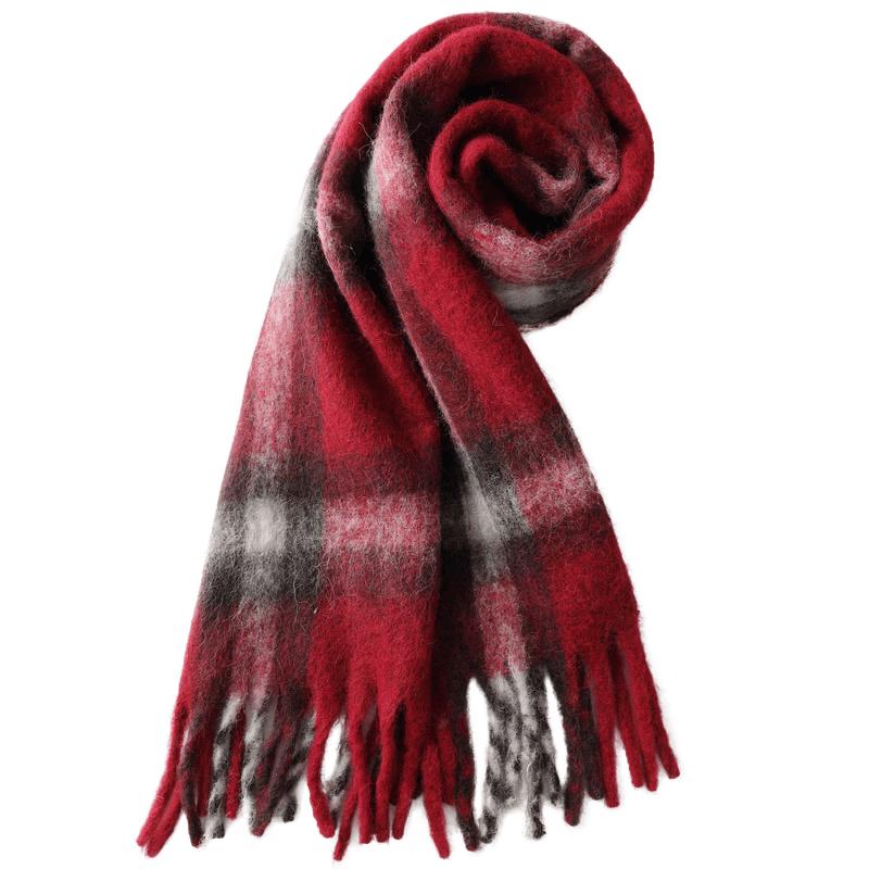 Sancai Women s British Style Plaid Tassel Scarf One Size
