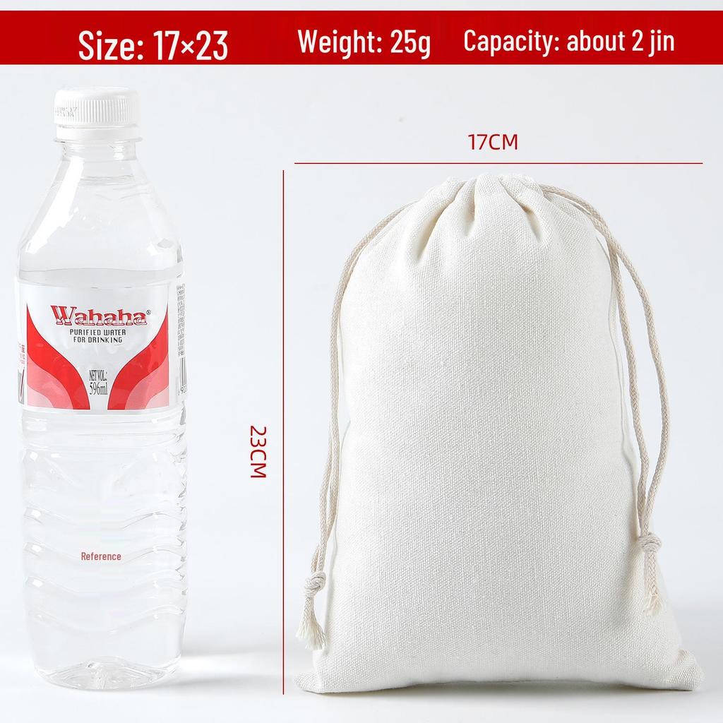 Cotton Linen Drawstring Canvas Bag, Single Layer Breathable Storage for Sundries
