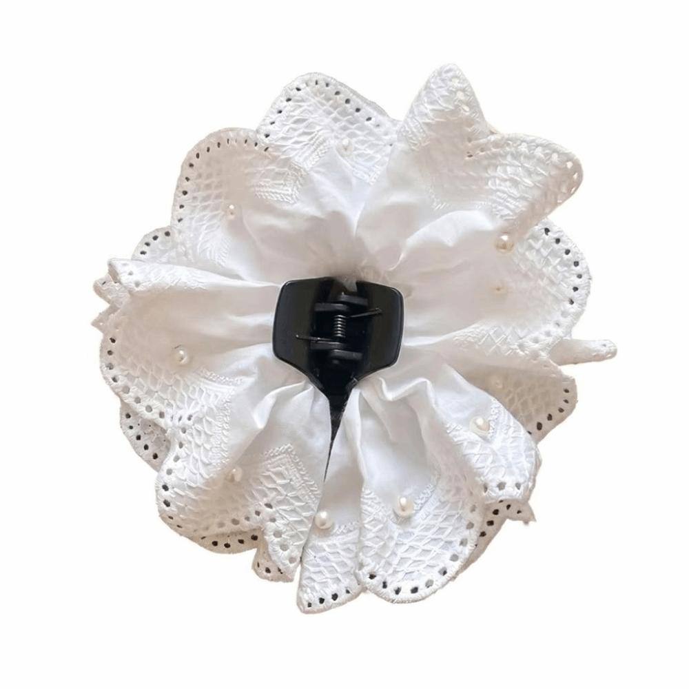 Lace Hair Claws White Flower Shark Clip Fashion Ponytail Hairpin Women