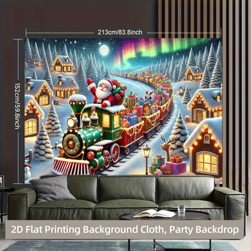1Pcs Santa Claus Delivering Gifts Winter Snow Decoration Background Christmas Backdrop Decorations For Photo Studio Booth Party