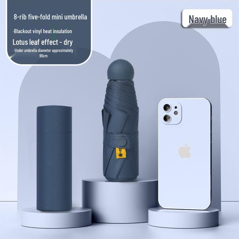 Lätt UV-skyddande Kapselparaply - Bärbart Dubbelanvändningssolskydd för Kvinnor, Soliga och Regniga Dagar