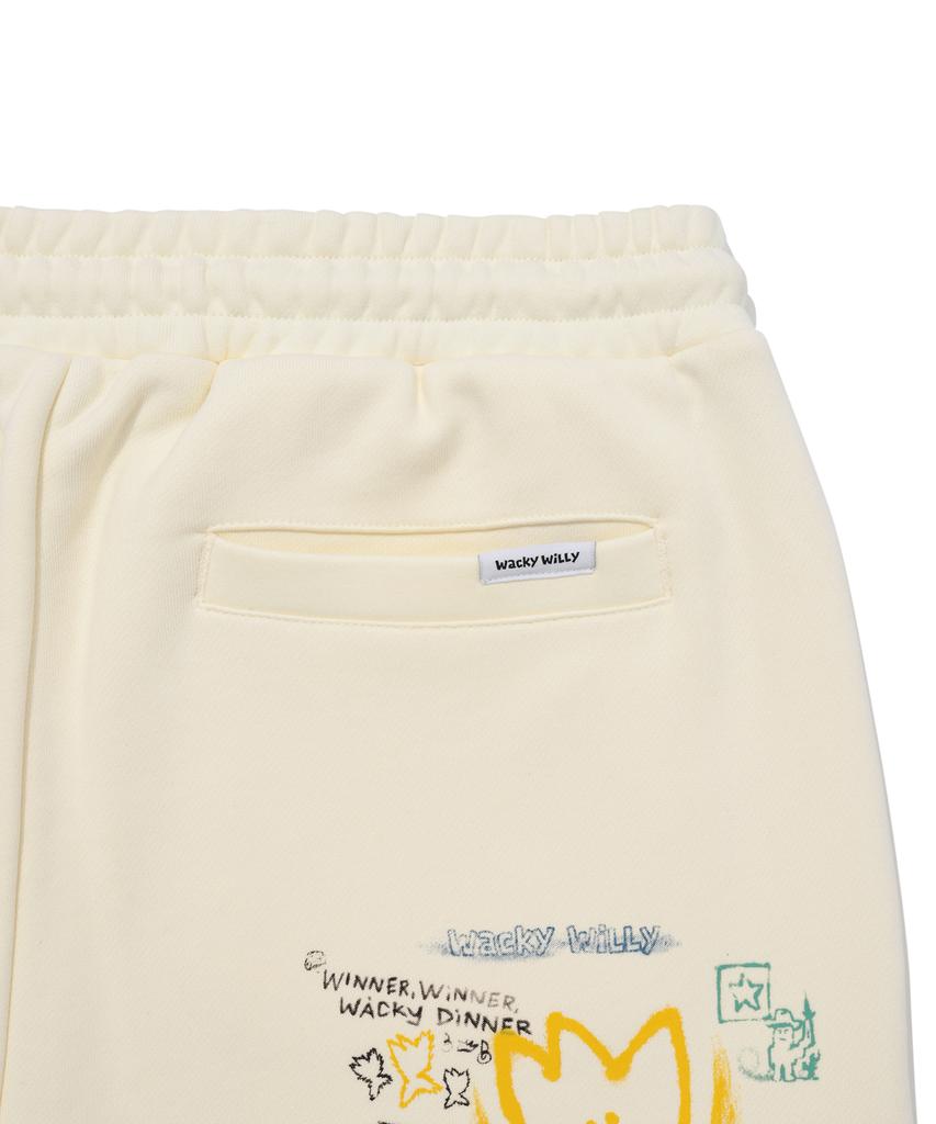 WACKY WILLY Spray Graphic Sweatpants Cream