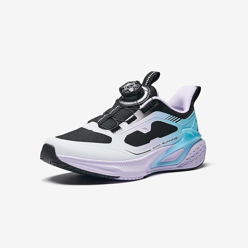 Anta Kids Synthetic Leather PG7 Youth Edition Lightweight Shock Absorption Low Top Running Shoes Men sneaker Black White Blue 322445531-3