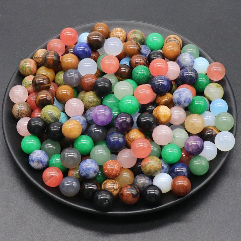 1189-12MM Natural Round Crystal Stone Bead, No Hole, Mini Small Ball for DIY Jewelry and Crafts