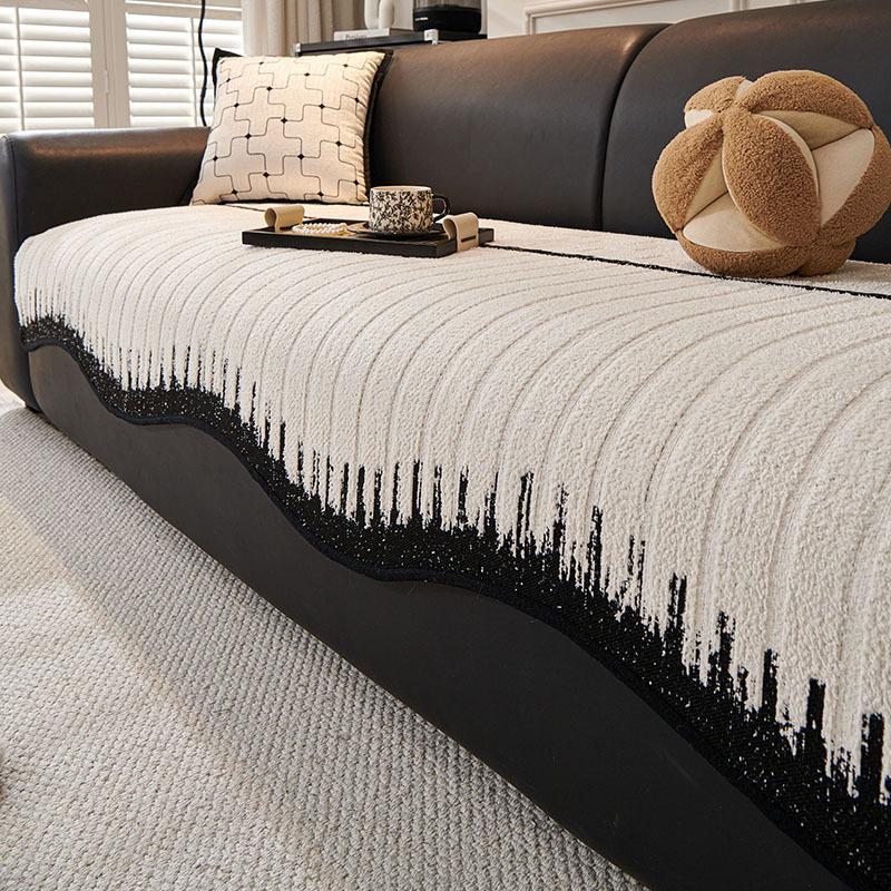 Premium Special-Shaped Leather Sofa Cushion Autumn And Winter  New Plush Straight Row Non-Slip Seat Cushion Sofa Cover Towel