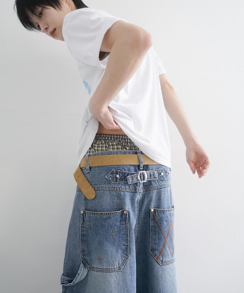 Mimdeowodeulobeu Argyle Bermuda Denim Pants