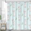 Rabbit Shower Curtain for Bathroom Easter Bunny Farm Animals Rustic Plants Green Leaves Cute Cartoon Wildlife Bathroom Decor