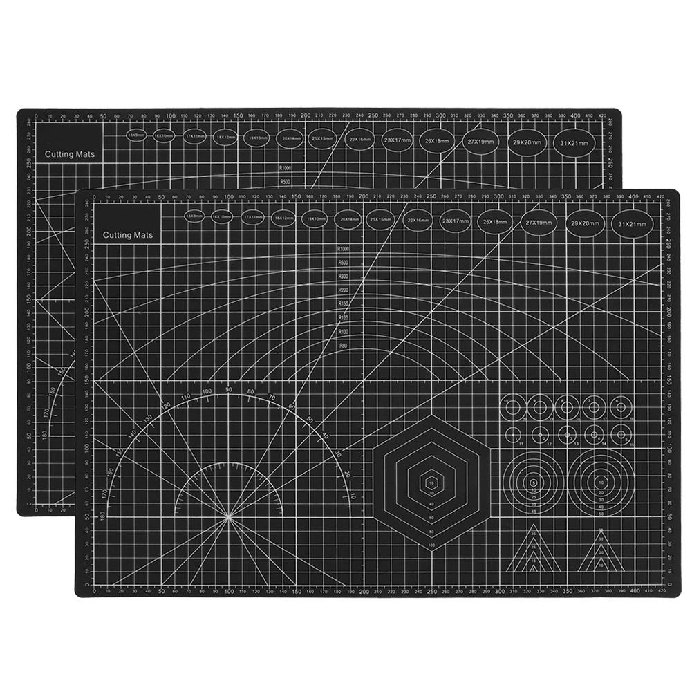 2Pcs Cutting Mat A3 Black Model Cut Pad Paper Rubber Stamp Engraving Scale Board