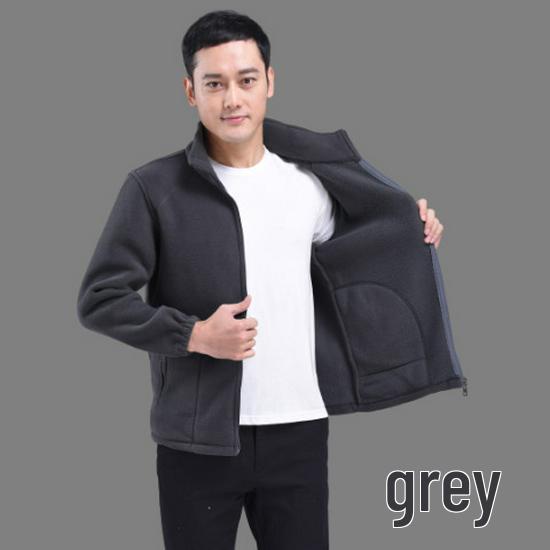 Men's Plus Size Fleece Jacket: Loose Fit for Middle-aged and Elderly, Perfect for Autumn and Winter