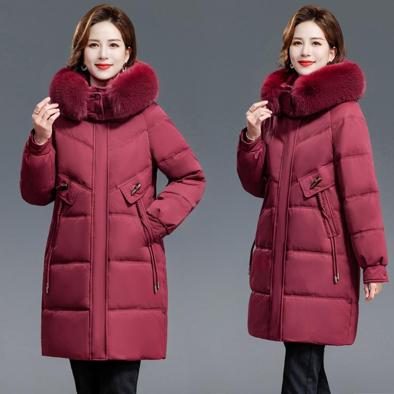 Winter new foreign-style down cotton-padded clothes for women's medium and long middle-aged and elderly mother cotton-padded jackets, thickened wa