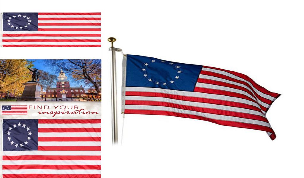 Vintage 13-Sterne-Flagge Amerikanische US-Kolonien Betsy Ross Retro-Design in Rot Weiß Blau 3x5 Fuß