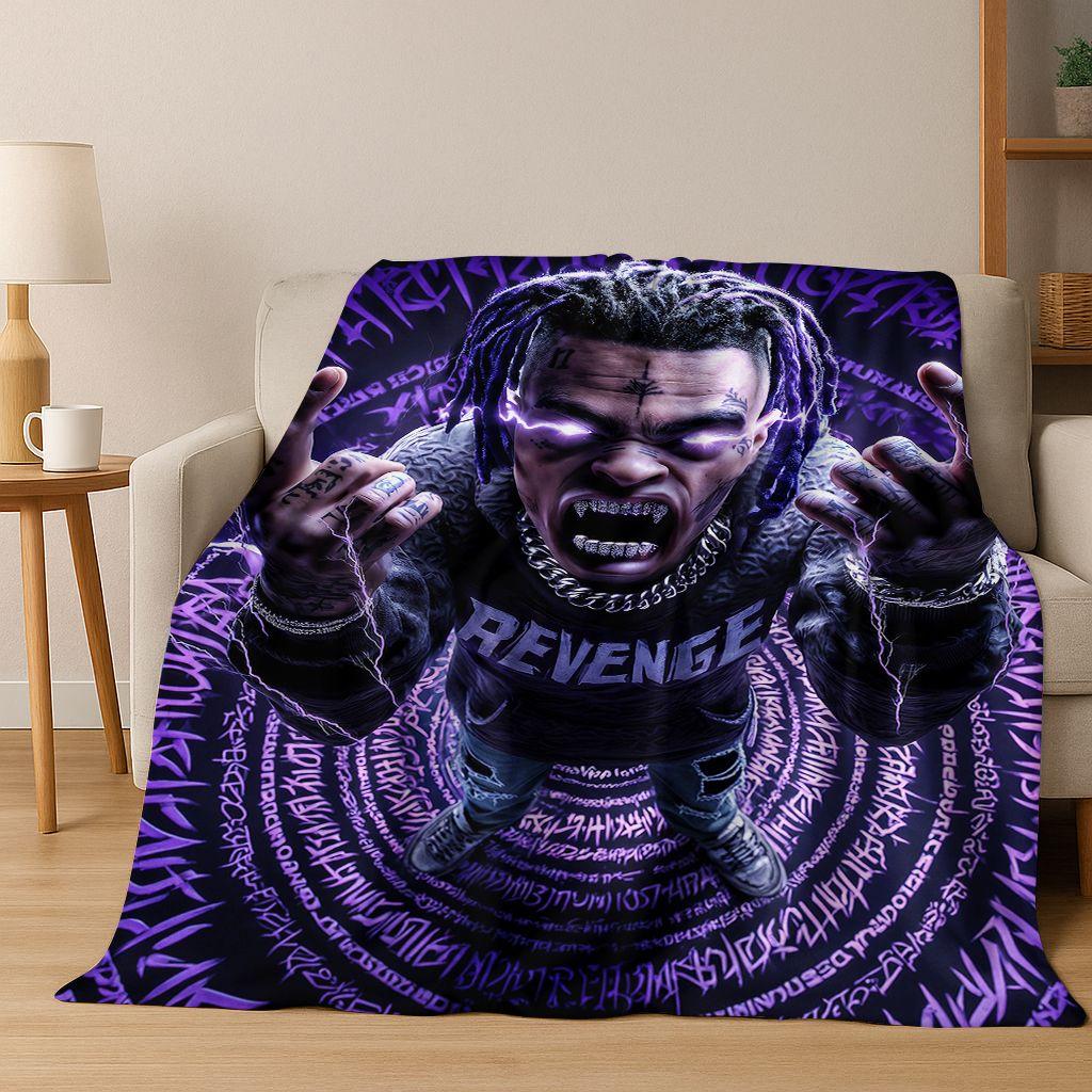 Manta de Franela con 26 Estilos de Artistas de Rap Dibujos Animados Tupac Snoop Dogg Hip Hop, Manta Acogedora Suave para Hogar Dormitorio Cama Cubierta de Sofá