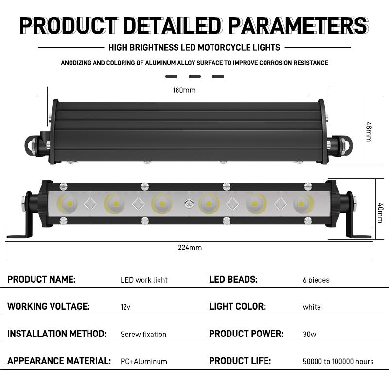 6 LED Work Light Bar Driving Spotlight Running Light Super Bright for Tractor Truck Atv Car Fog Lamp Accessories 12V