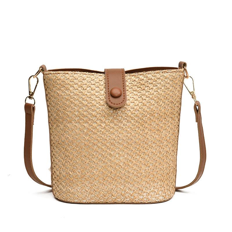 Elegant Pvc Bucket Bag 2024 Trendy Woven Design National Style Crossbody