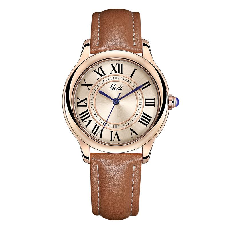 European Retro Women S Watch Roman Temperament Versatile Belt Watch Light Luxury Niche High-End Quartz Watch