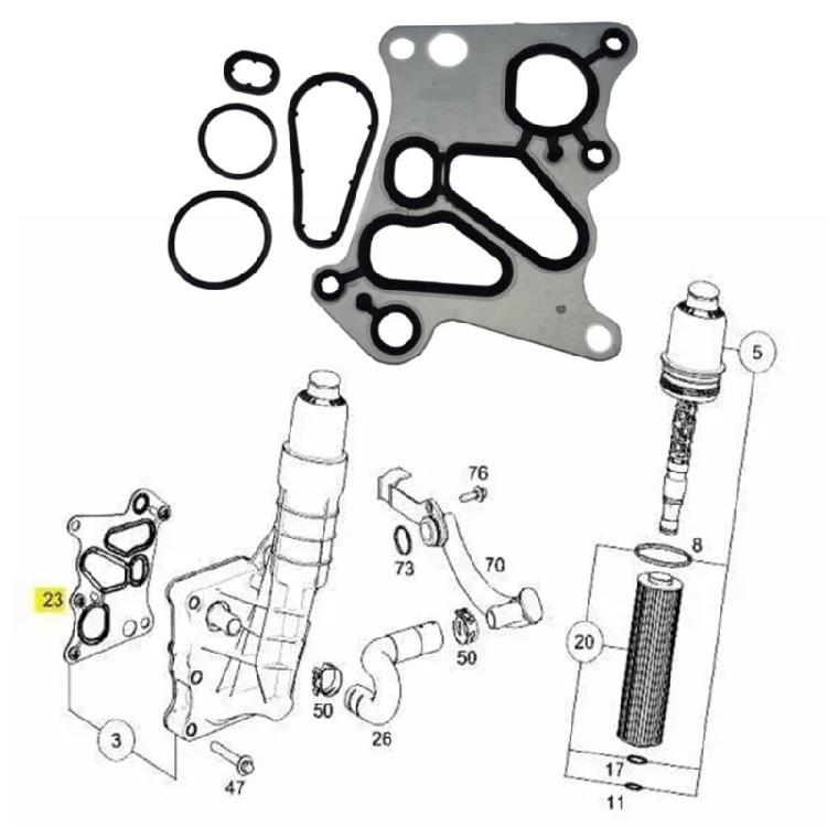 Metal Engine Oil Coolers Gasket Seal, Suitable for M271 W204 W220 E250 E300 E350 E400 E500 E550 C180, Easy Installation