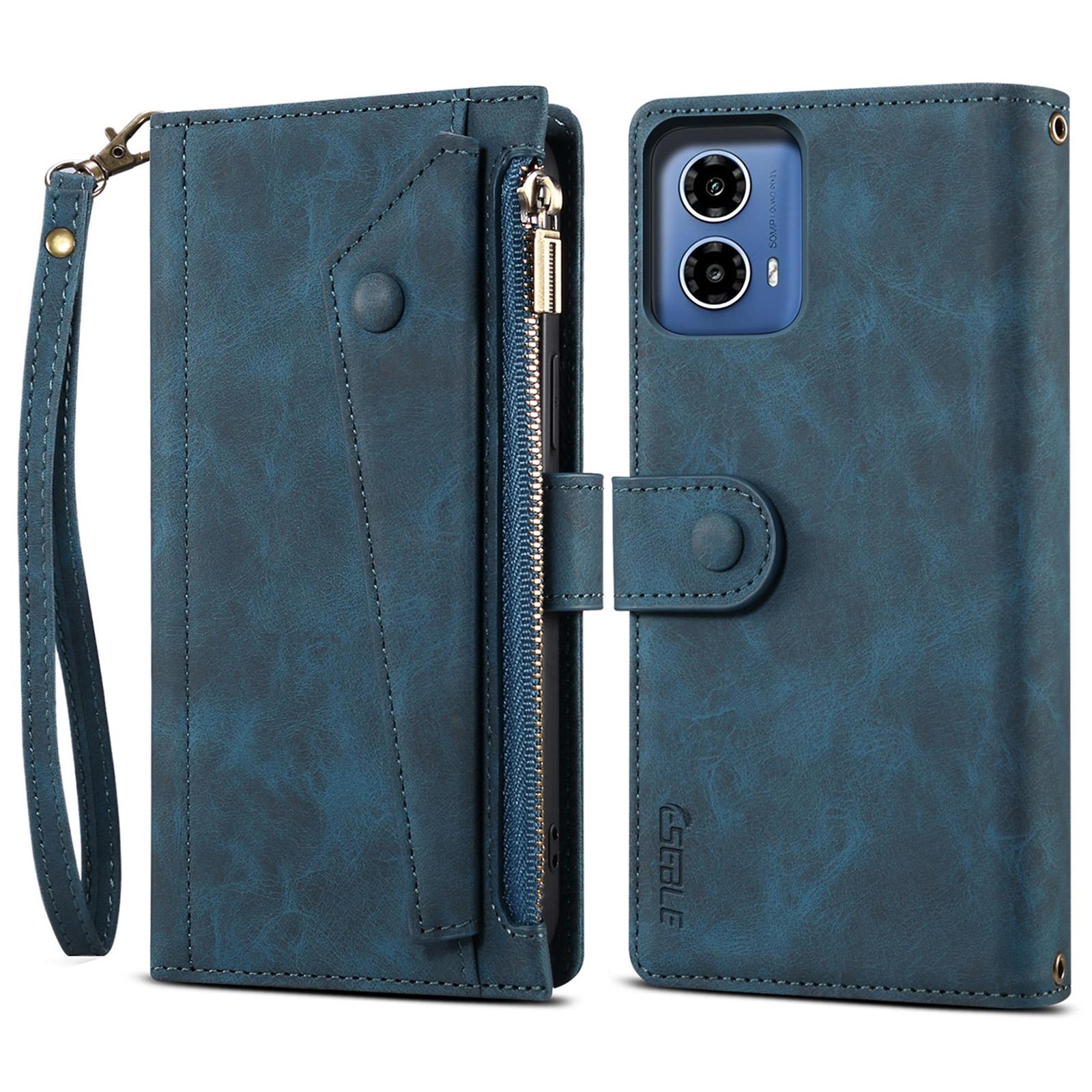 

ESEBLE Серия Star Для Motorola Moto G85 5G/S50 Neo 5G Чехол Кожаный Чехол-книжка Кошелек Чехол для телефона Блокировка RFID Ремешок на запястье Blue