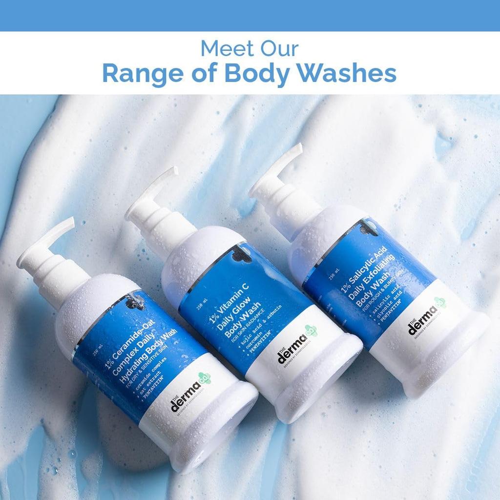 The Derma Co 1% Kojic Acid Daily Brightening Body Wash 250 ml | Reduces Dark Spots & Pigmentation