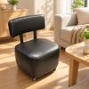 Movable Upholstered Low Stool with Wheeled Base Mobile Rolling Backrest Soft Seating