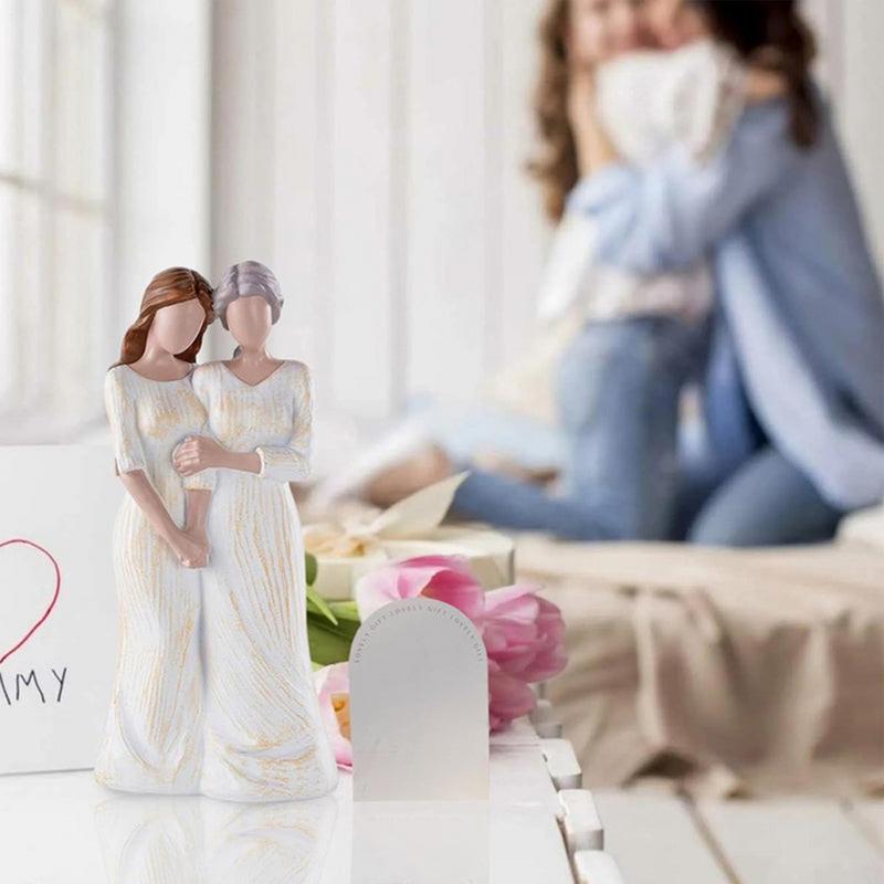 Mother and Daughter Statue Mother Daughter Hugging Hand Painted Figurine Statues Meaningful Family Moments for Home Bedroom