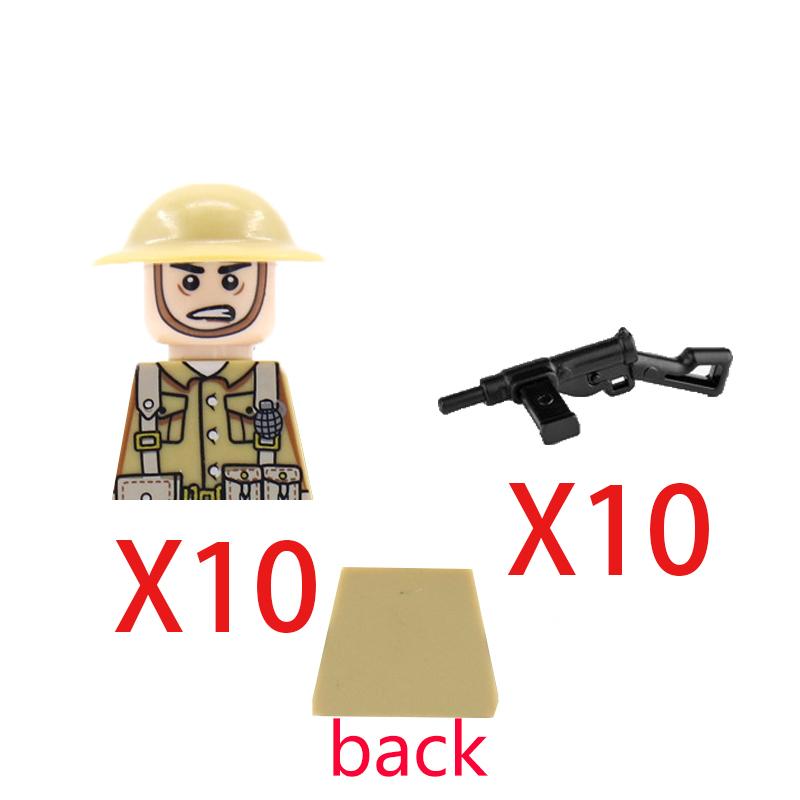 Military Soldier Building Block Figure British US Snow Camouflage Troop MP40 M1A1 Motorcycle Accessories Toys Gift Brick Z02