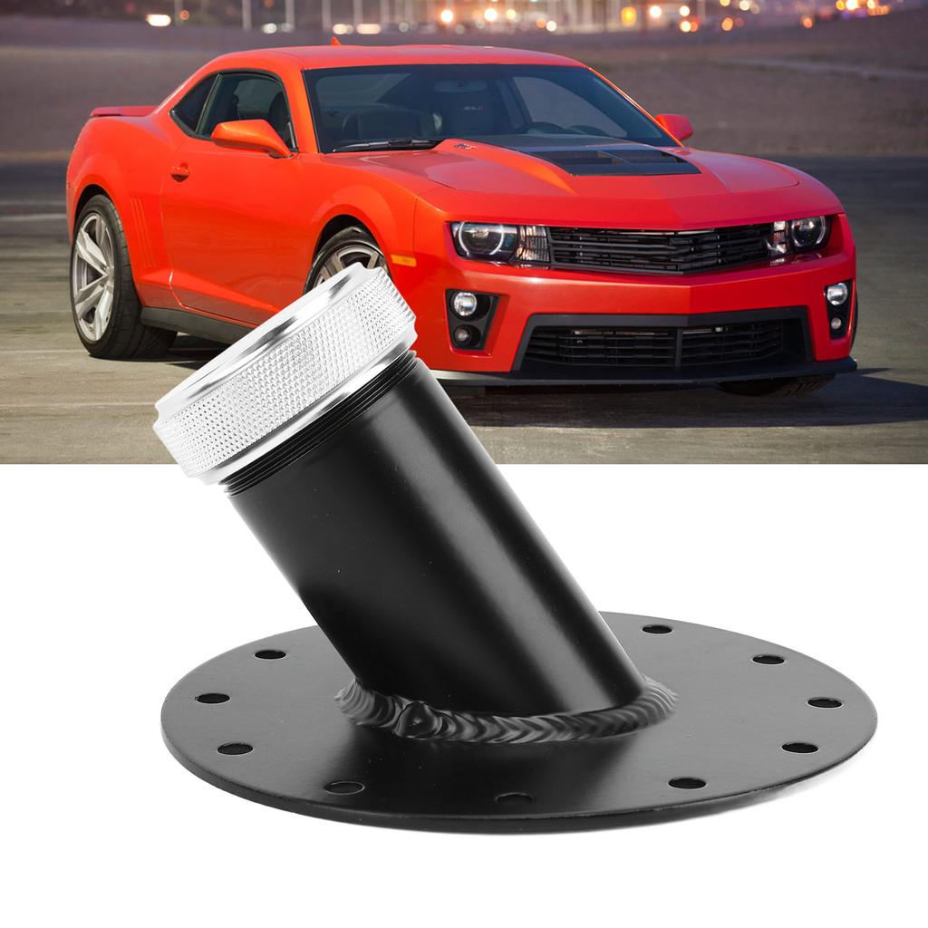 45 Degree Fuel Cell Filler Neck with 12 Bolt Steel Base Aluminum Cap 1.5in Inner Diameter