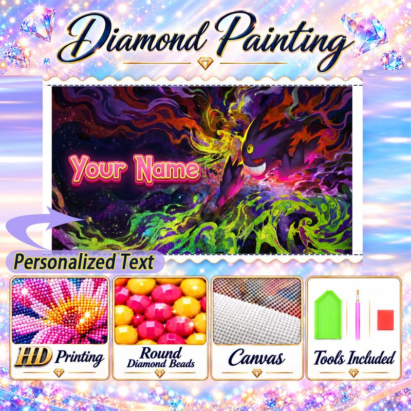 Personalized Gengar Diamond Art Custom Name 5D Diamond Painting Full Drill DIY Craft