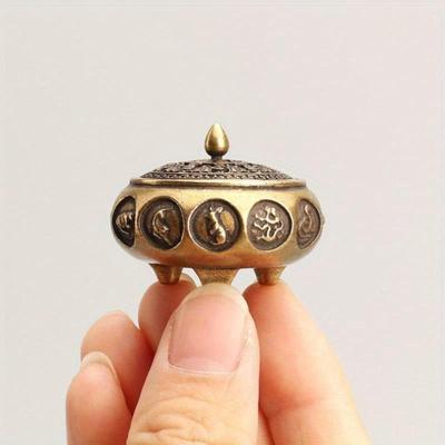 Retro Opper Räuchergefäß Zwölf Tierkreiszeichen Räuchergefäß Messing Räucherhalter mit Deckel Sandelholz Räuchergefäß Buddhismus Heimdekor