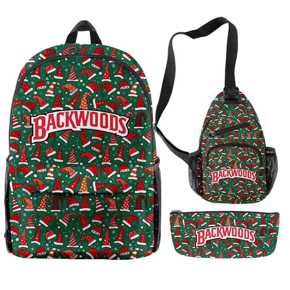 Christmas Backpack Backwoods Cigar Star Backpack Peripheral Set Backpack Satchel Pencil Case Set