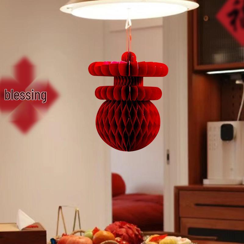 2025 Year of the Snake Spring Festival 3D Lantern Pendant & Honeycomb Ball Decorations