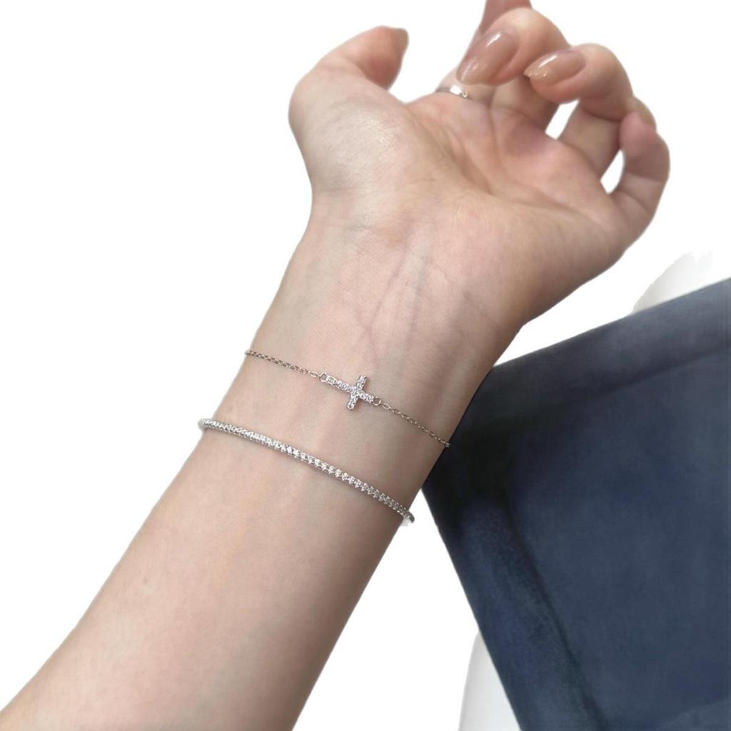 2026 Women's Full Diamond Cross Bracelet - Simple, Versatile, Cool Student Style