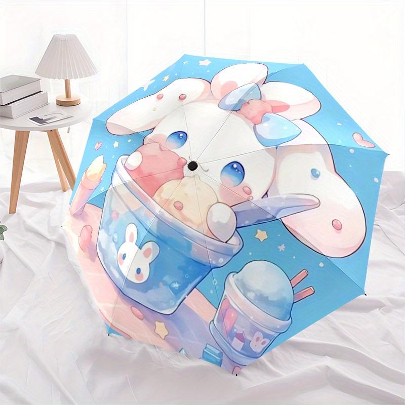 1pc Sanrio Cinnamoroll & Ice Cream Fully Automatic Folding Portable Umbrella, 8 Steel Frames, Three-Fold Design, Suitable for All Seasons, Suitable fo