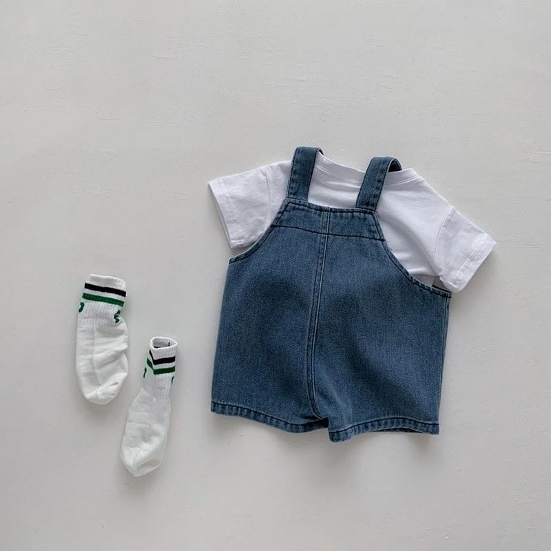 Summer Baby Clothing Set Toddler Girls Clothes Suit Infant Tee and Denim Overall  Boys Outfit