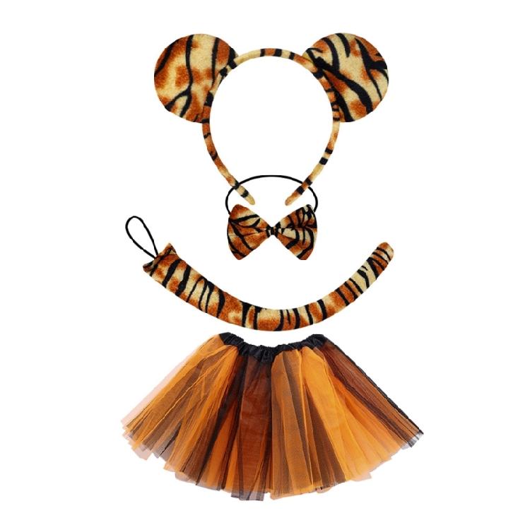 Halloween Tygers Costume for Kids Animal Costumes Tygers Ears Tail Bowtie Gloves Nose Skirt for Halloween Cosplay Party